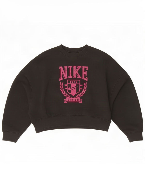 Nike Girls Graphic Oversized Sweatshirt Jumper 5-6 år XS Sort bomuld