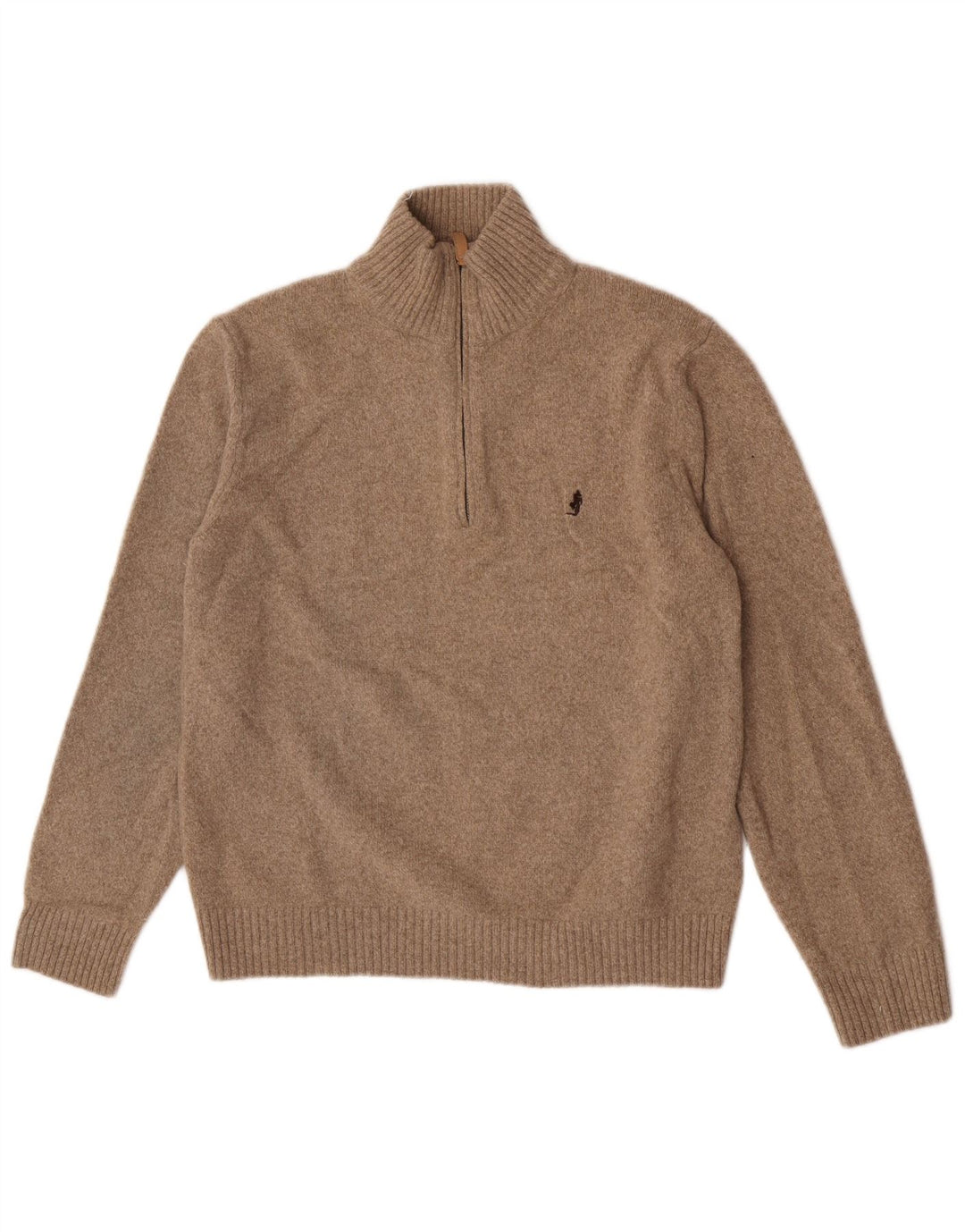Marlboro Classics Herre Zip Neck Jumper Sweater Stor Beige Uld