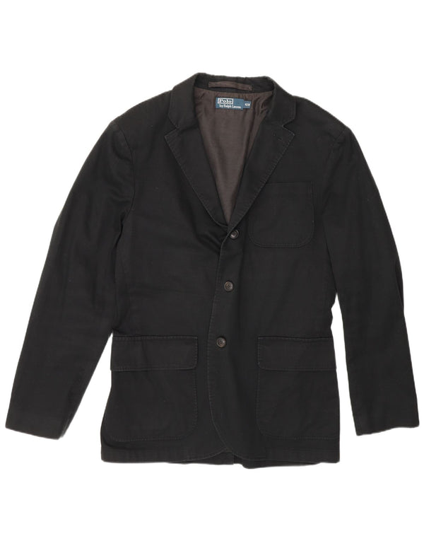Polo Ralph Lauren Mens 3 Button Blazer Jacket UK 42 XL Black Cotton