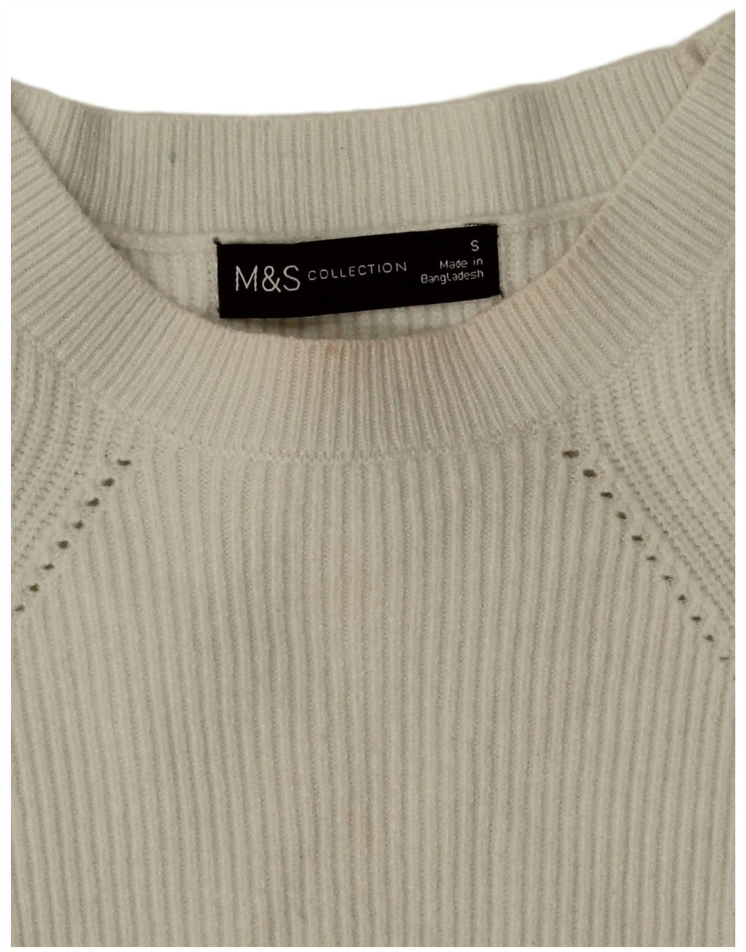 Marks & Spencer Dame Boat Neck Jumper Sweater UK 10 Small White Viscose