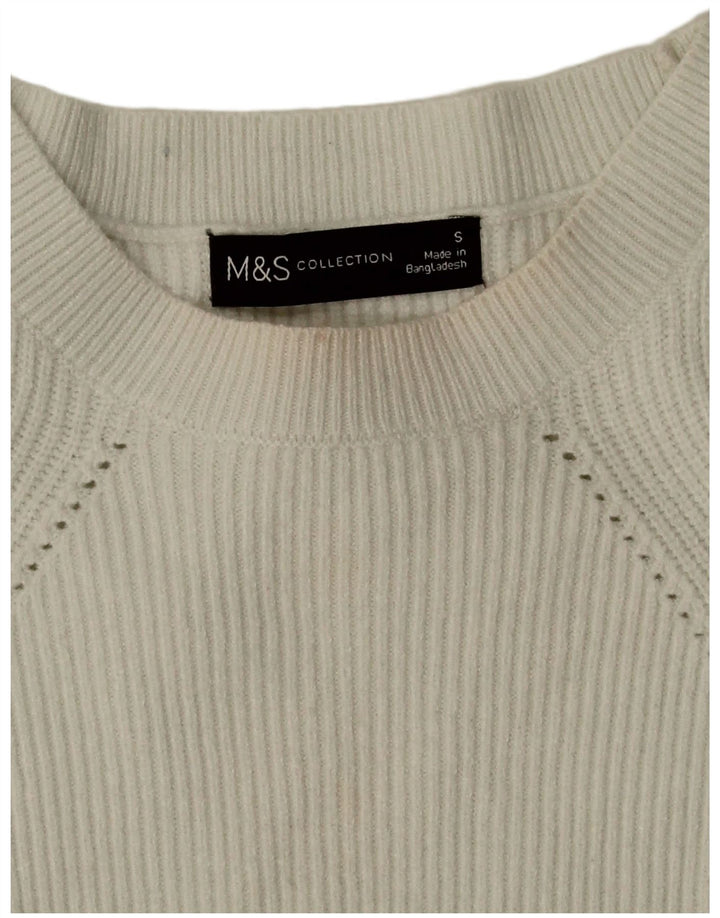 Marks & Spencer Dame Boat Neck Jumper Sweater UK 10 Small White Viscose