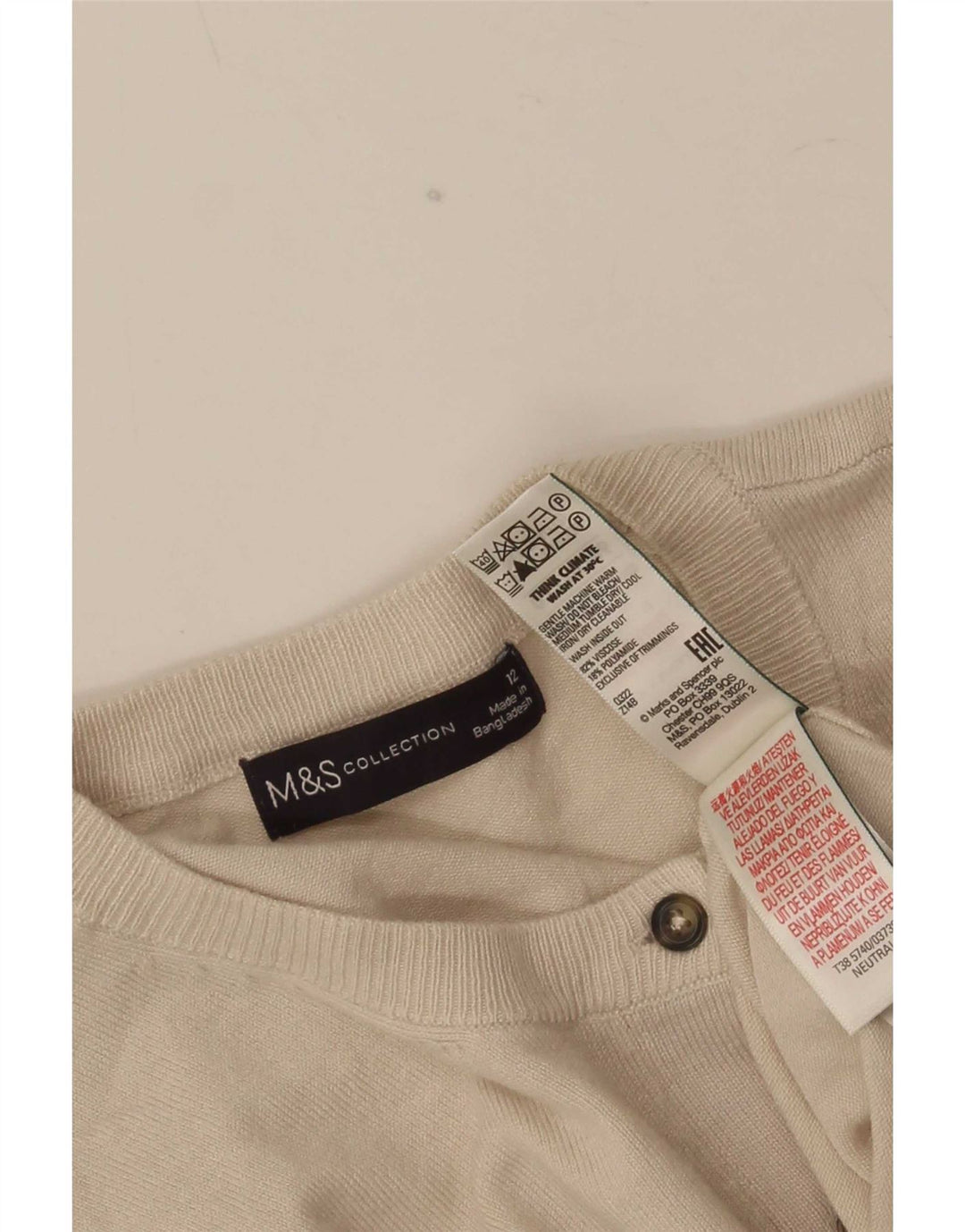 Marks & Spencer Dame Cardigan Sweater UK 12 Medium Beige Viscose