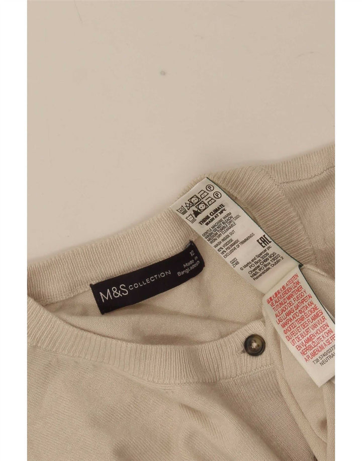 Marks & Spencer Dame Cardigan Sweater UK 12 Medium Beige Viscose