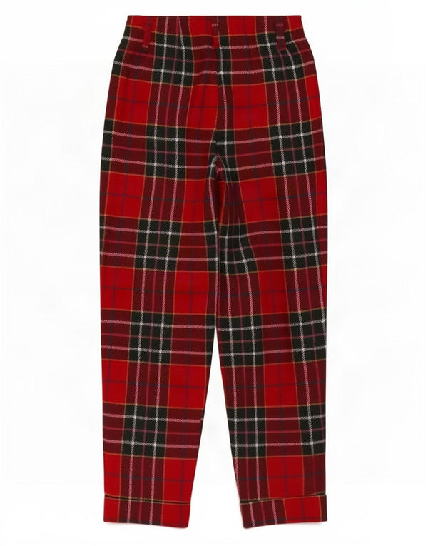 Stefanel Dame Højtalje Casual Bukser IT 38 XS W24 L26 Rød Plaid