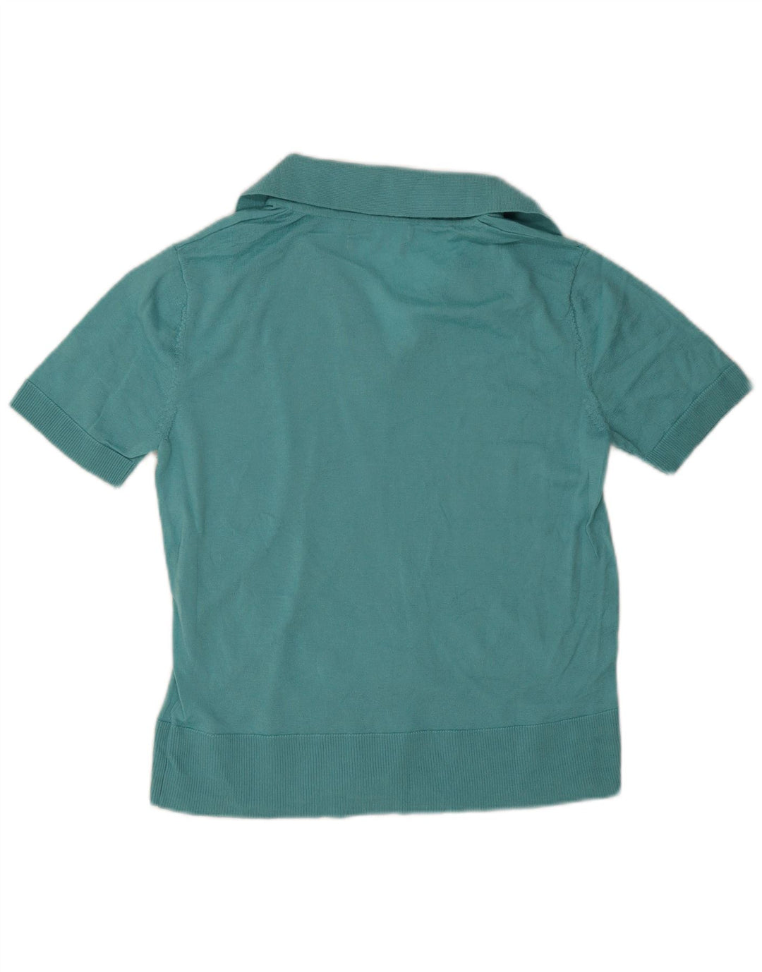 Marks & Spencer Dame Polo Shirt UK 12 Medium Blue Merino Wool