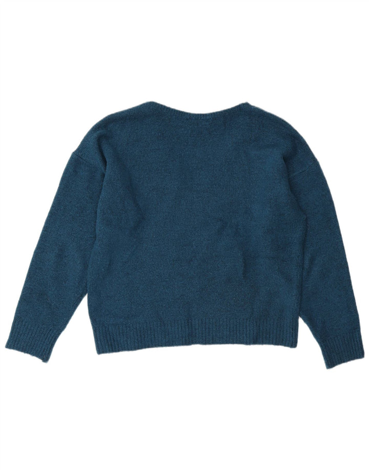 Marks & Spencer Dame Oversized V-hals sweater UK 10 Small Blue