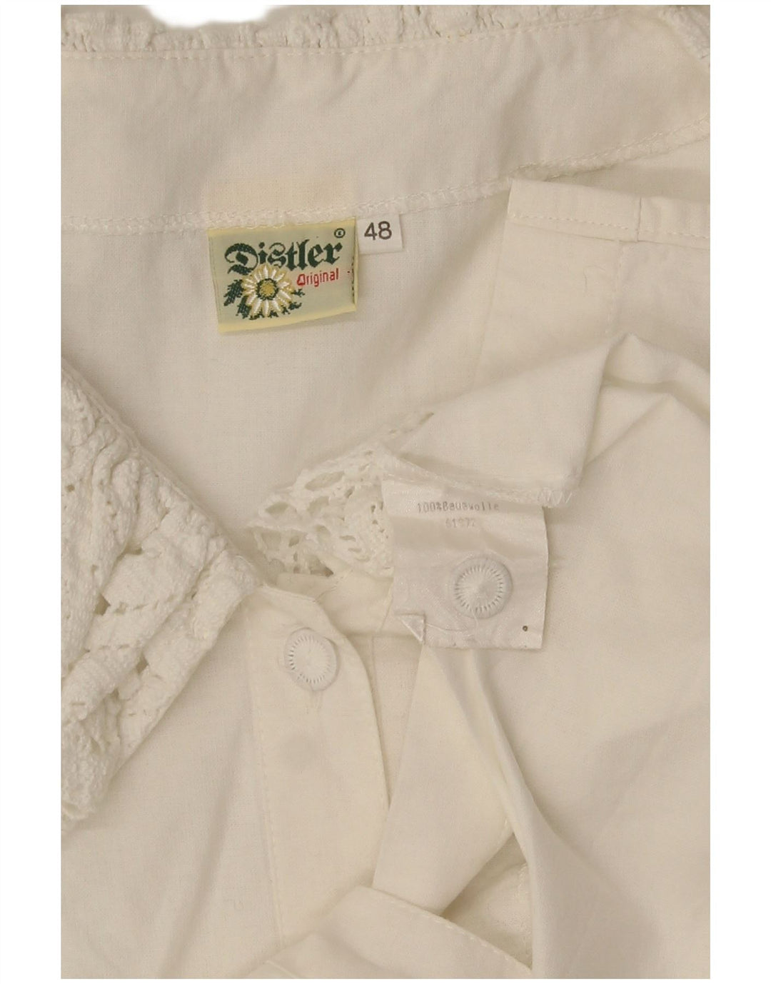 Distler skjortebluse med 3/4 ærmer til kvinder EU 48 2XL Hvid