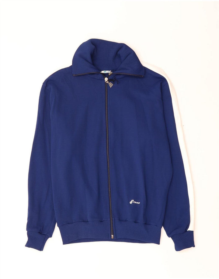 Vintage Herre grafisk træningsdragt Topjakke Medium Navy Blue Colourblock