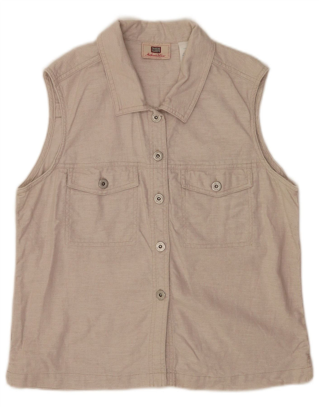 Faded Glory Dame ærmeløs skjorte bluse UK 16 Large Grey Linen