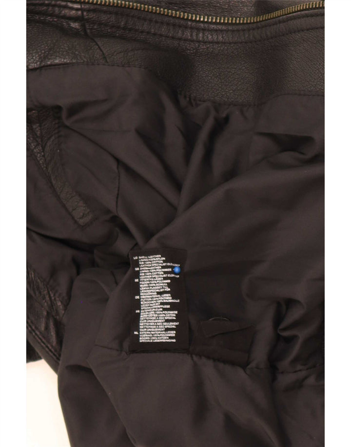 H&M Military Læderjakke til kvinder UK 14 Medium Sort
