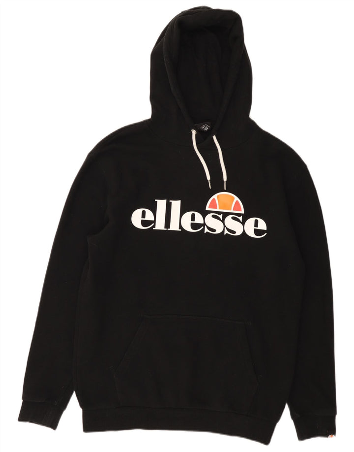 Ellesse Herre grafisk hættetrøje, lille sort bomuld