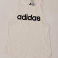 ADIDAS Womens Graphic Vest Top UK 8/10 Small White Cotton Vintage Adidas and Second-Hand Adidas from Messina Hembry 