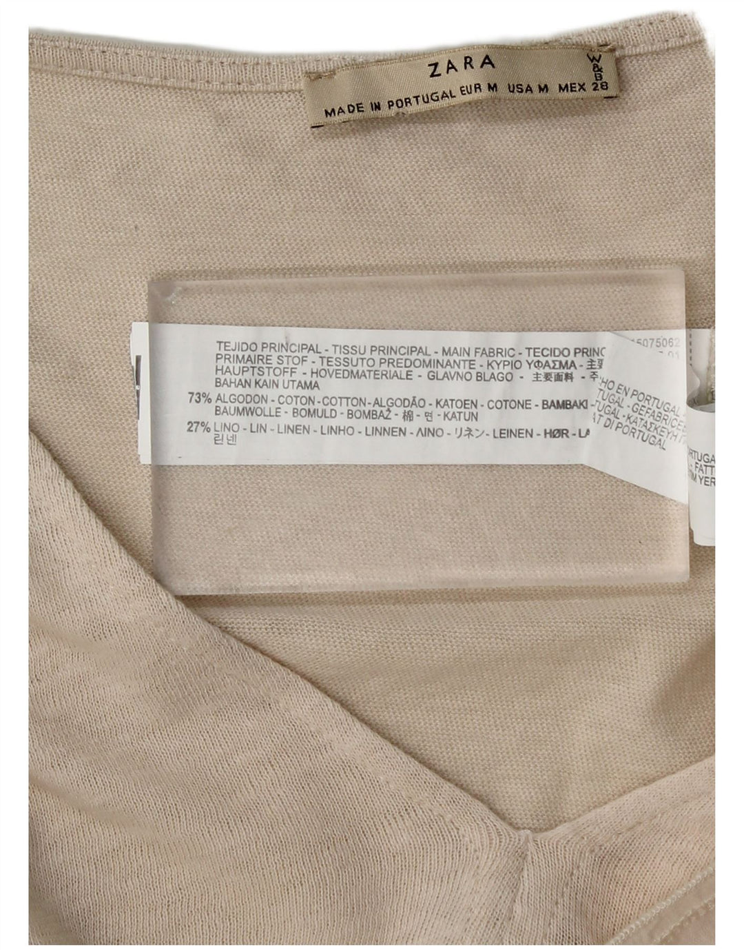Zara Dame Loose Fit Bluse Top UK 14 Medium Beige Bomuld