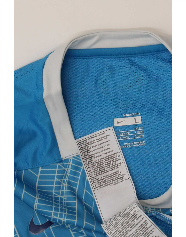 Nike T-shirt top til mænd UK 42/44 Stor blå geometrisk polyester
