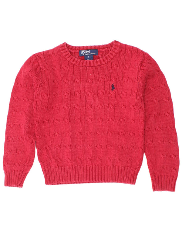 Polo Ralph Lauren Boys Boat Neck Jumper Sweater 4-5 År Rød Bomuld