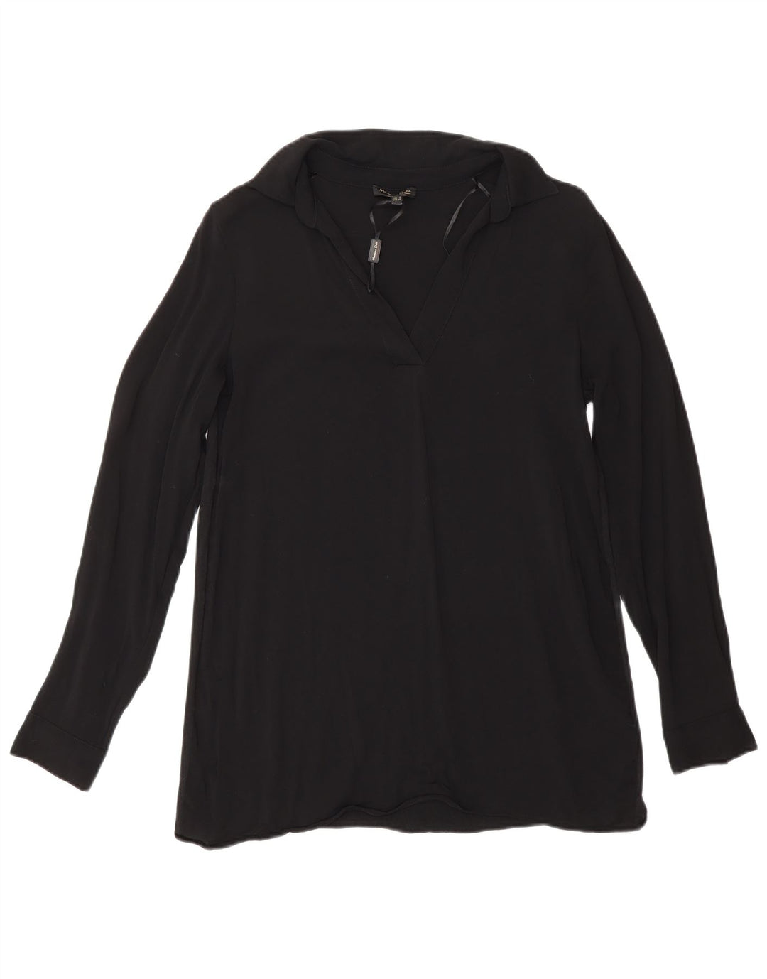 Massimo Dutti Dame Langærmet Bluse Top UK 10 Small Black Viscose