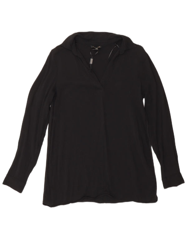 Massimo Dutti Dame Langærmet Bluse Top UK 10 Small Black Viscose