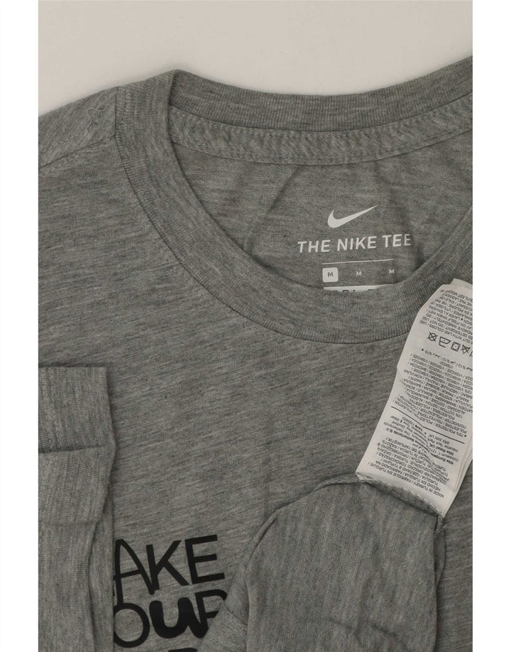 Nike Herre Dri Fit grafisk T-shirt top mellemgrå polyester