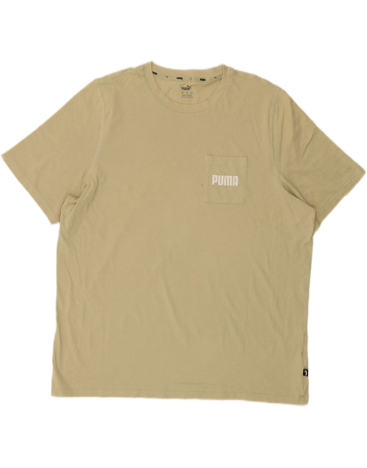 PUMA Mens Graphic T-Shirt Top 2XL Beige Cotton Vintage Puma and Second-Hand Puma from Messina Hembry 