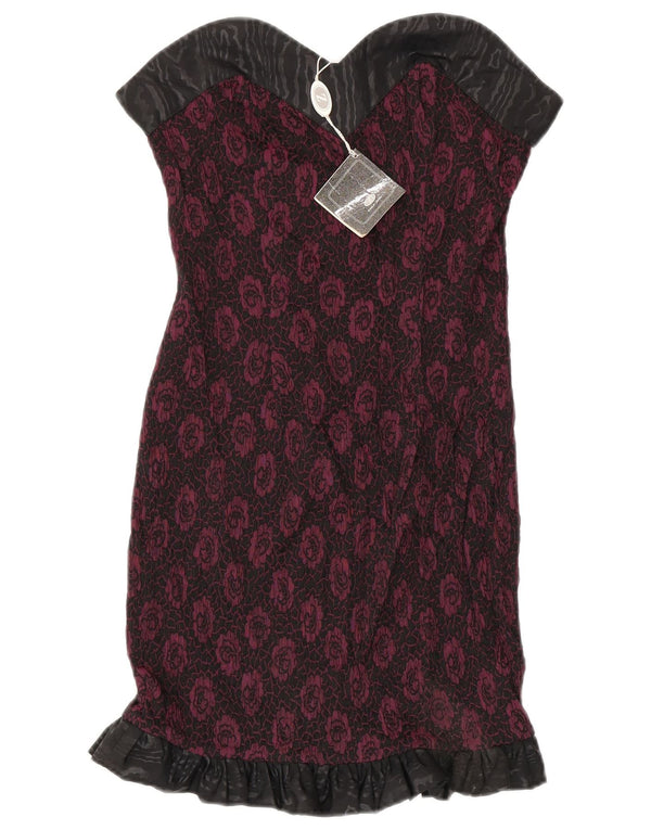 Aurelio Zepino Dame Stropløs Kjole IT 46 Large Burgundy Floral Acetate