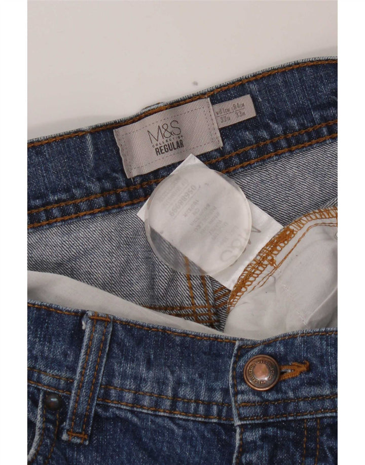 Marks & Spencer Herre Regular Fit Straight Jeans W32 L33 Blå Bomuld