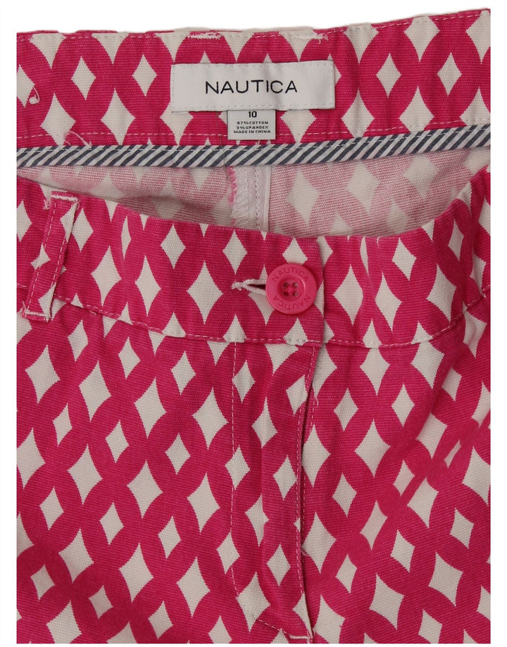NAUTICA chinoshorts til kvinder US 10 Large W32 Pink Argyle/Diamond Bomuld