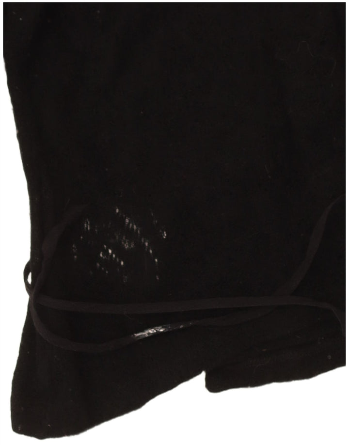 Max & Co. Womens Crop Wrap Cardigan Sweater UK 14 Large Black Virgin Wool