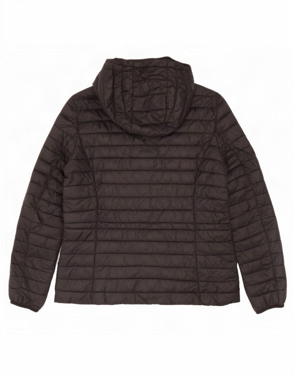 Massimo Dutti Dame Hætte Polstret Jakke UK 12 Medium Sort Nylon