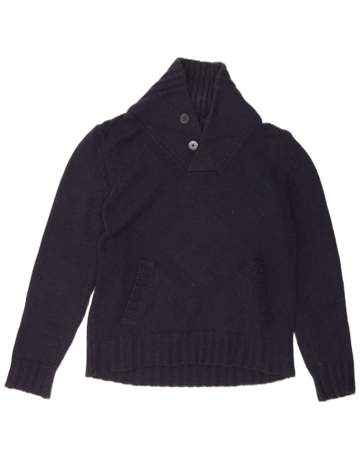 Murphy & Nye Herre Shawl Neck Jumper Sweater Medium Navy Blue Viscose