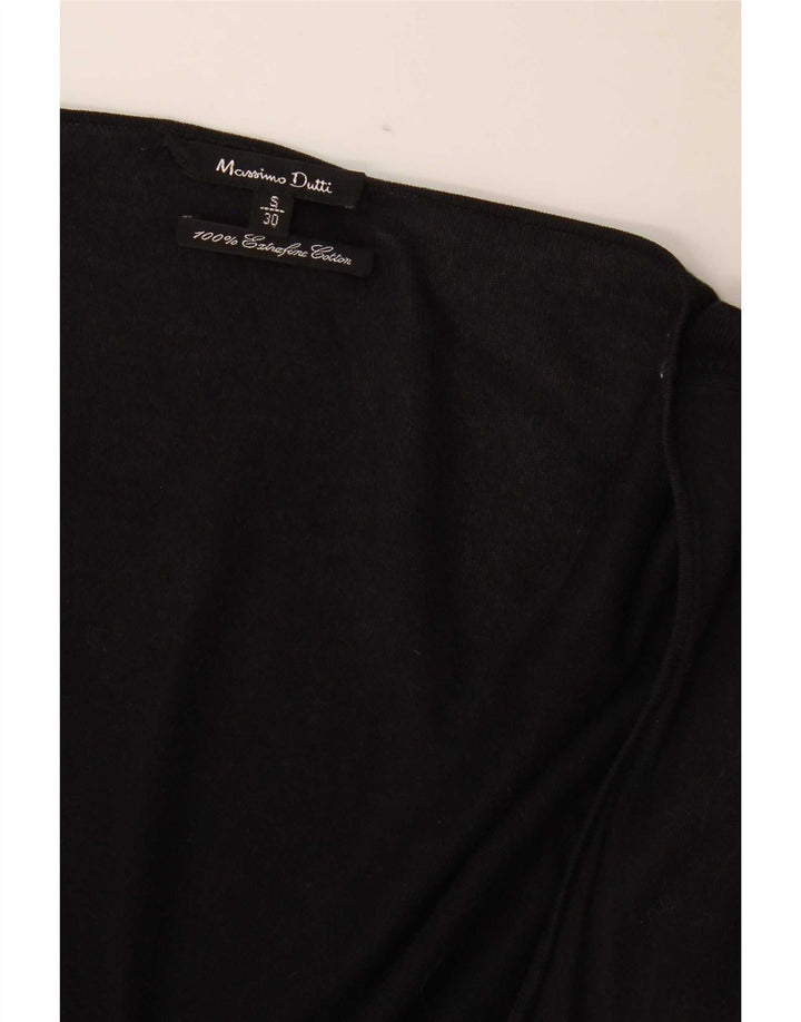 Massimo Dutti Womens Open Cardigan Sweater UK 10 Small Black Bomuld