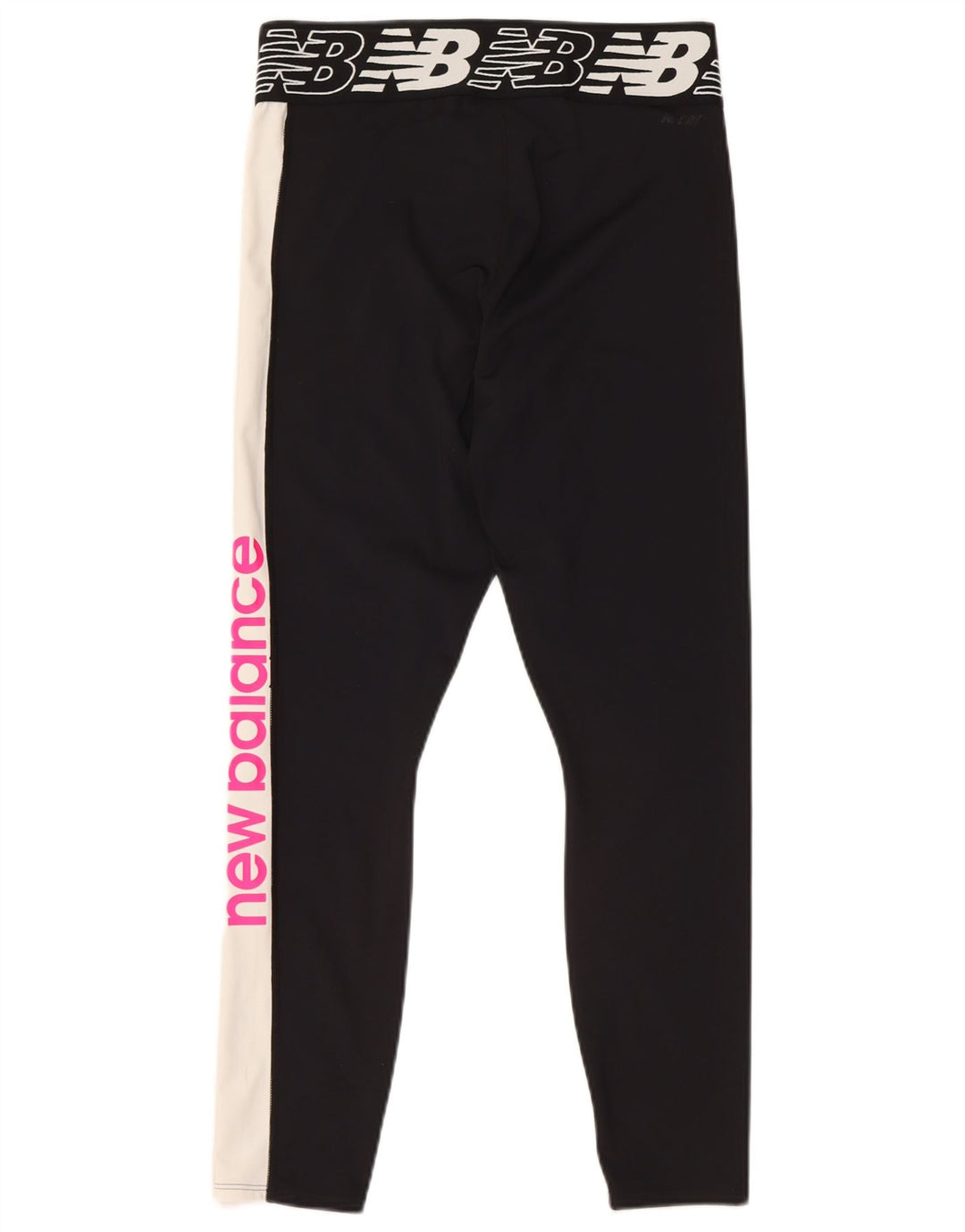 NEW BALANCE Womens Graphic Leggings UK 12 Medium  Black Colourblock