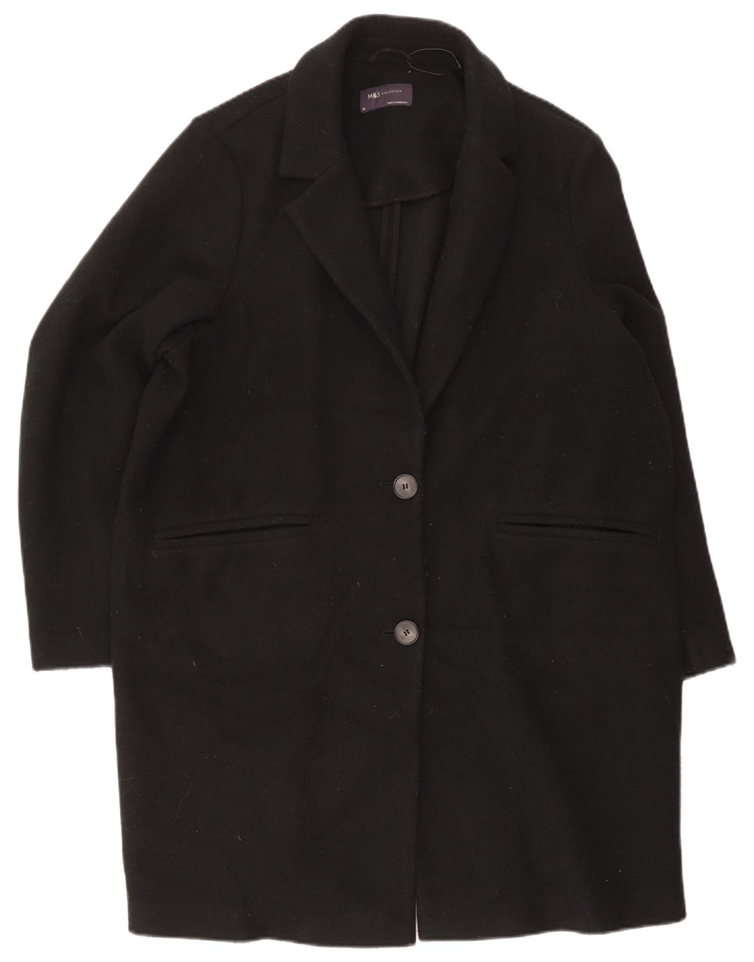 Marks & Spencer Dame Overfrakke UK 20 2XL Sort Polyester