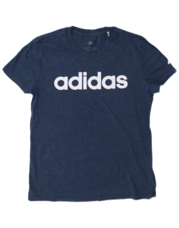 Adidas Dame Grafisk T-Shirt Top UK 16/18 Stor Marineblå Bomuld
