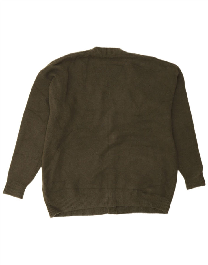 Zara Herre Cardigan Sweater Stor Khaki Akryl