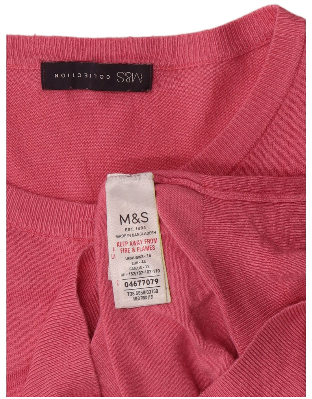 Marks & Spencer Dame Cardigan Sweater UK 16 Large Pink Viscose Classic