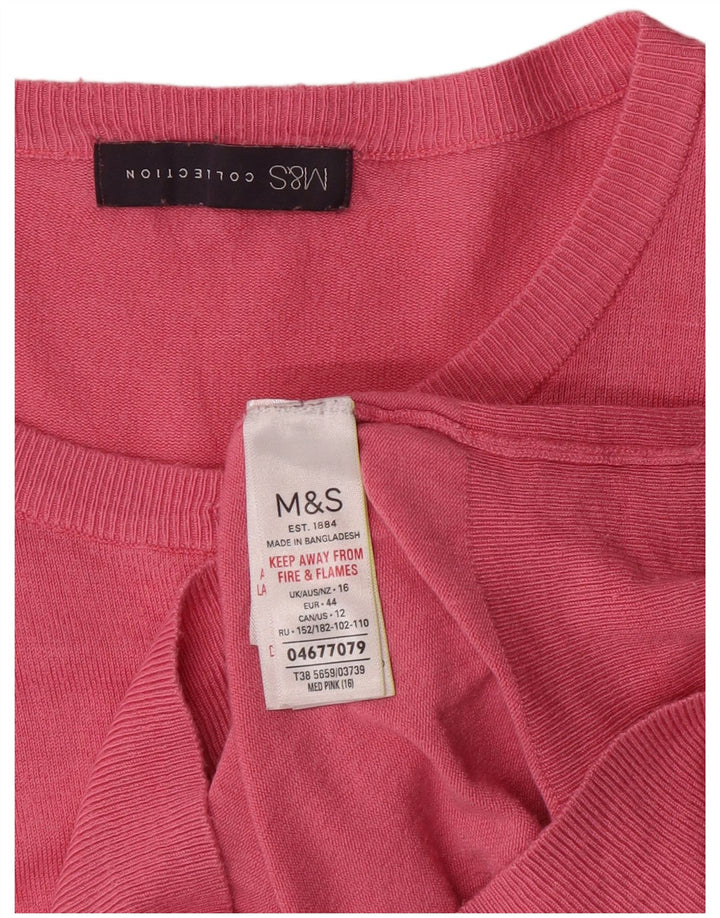 Marks & Spencer Dame Cardigan Sweater UK 16 Large Pink Viscose Classic