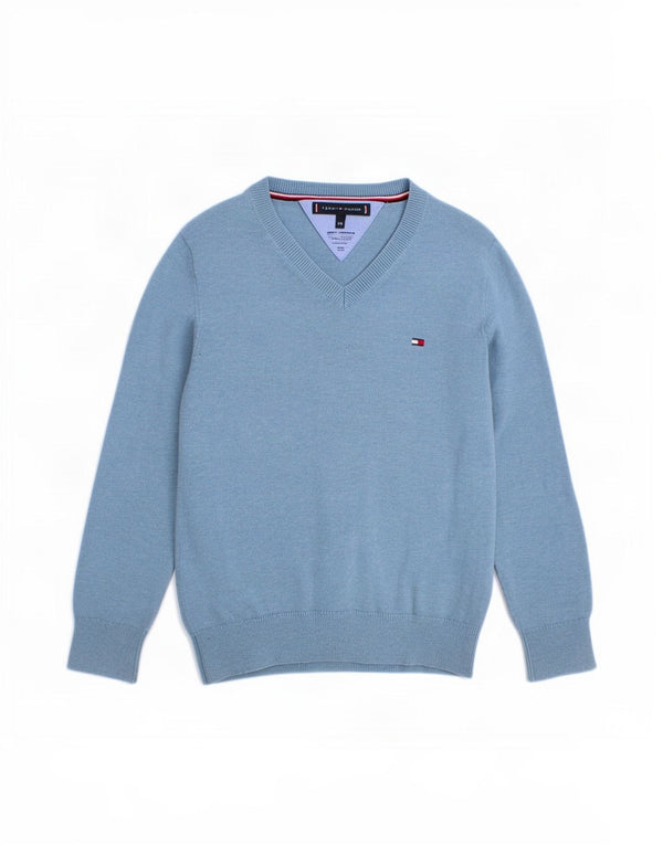 Tommy Hilfiger Boys V-hals sweater 4-5 år Blå Bomuld