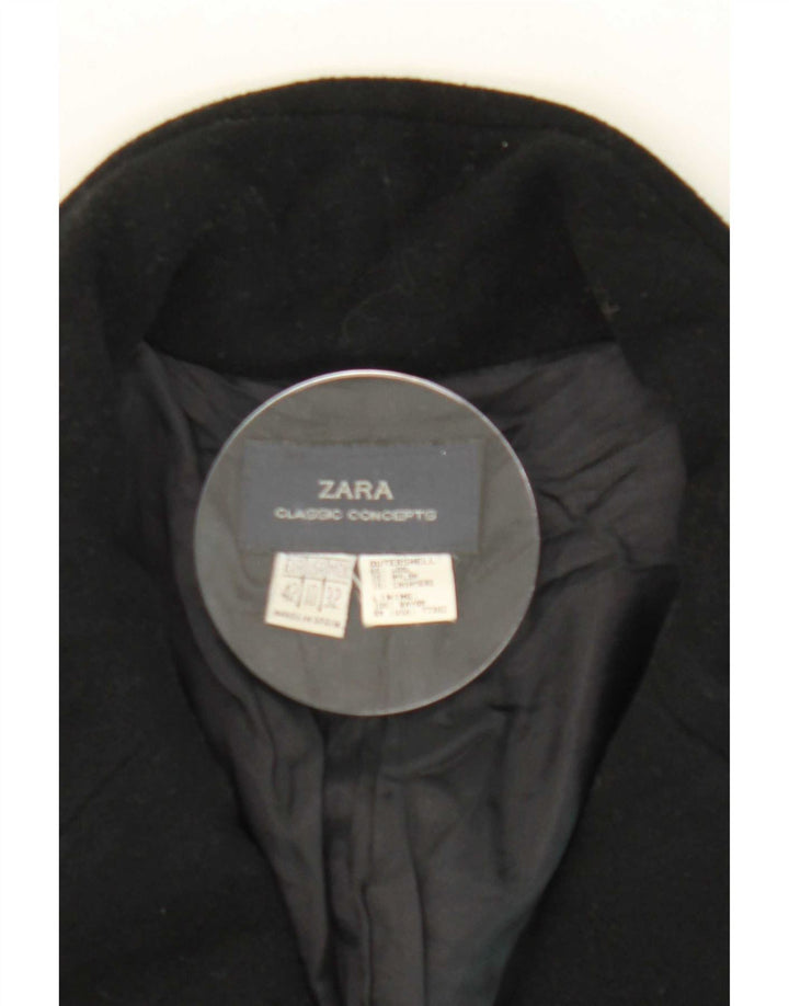 Zara Dame Overfrakke EU 42 Stor Sort Uld