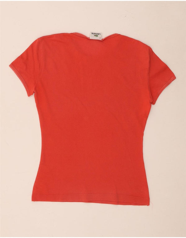 Lacoste Womens T-Shirt Top Size 38 Medium Orange Cotton