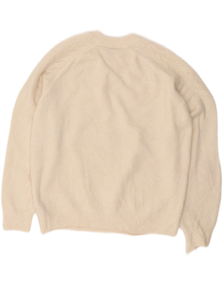 MARKS & SPENCER Dame Crop Crew Neck Jumper Sweater UK 14 Large Off White