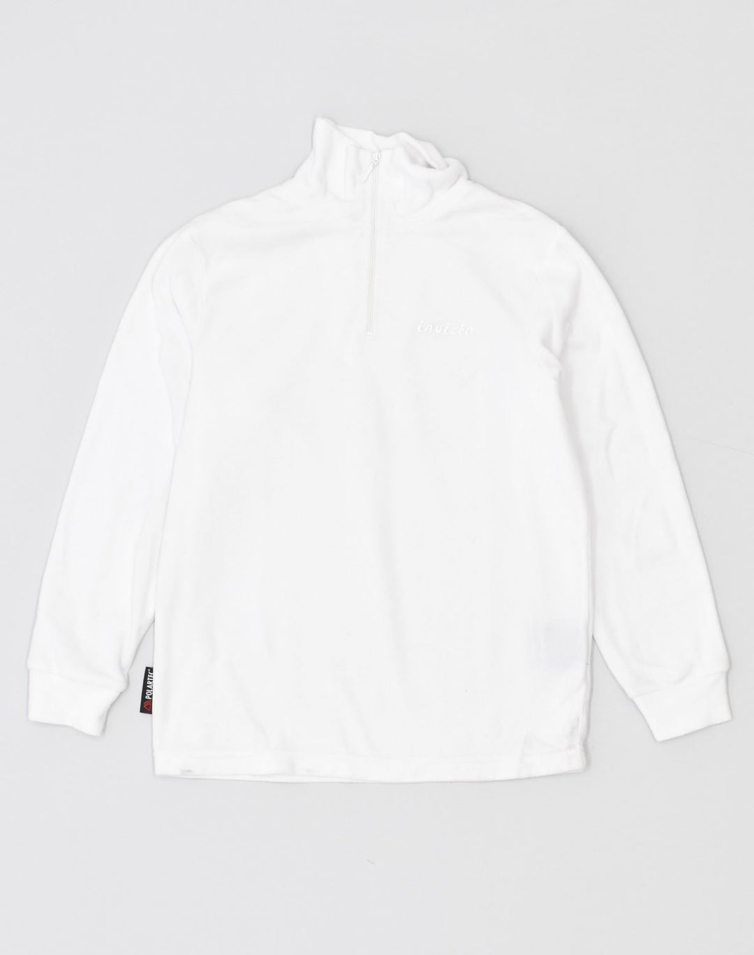 INVICTA Girls Polartec Zip Neck Fleece Jumper 9-10 Years White Polyester | Vintage Invicta | Thrift | Second-Hand Invicta | Used Clothing | Messina Hembry 