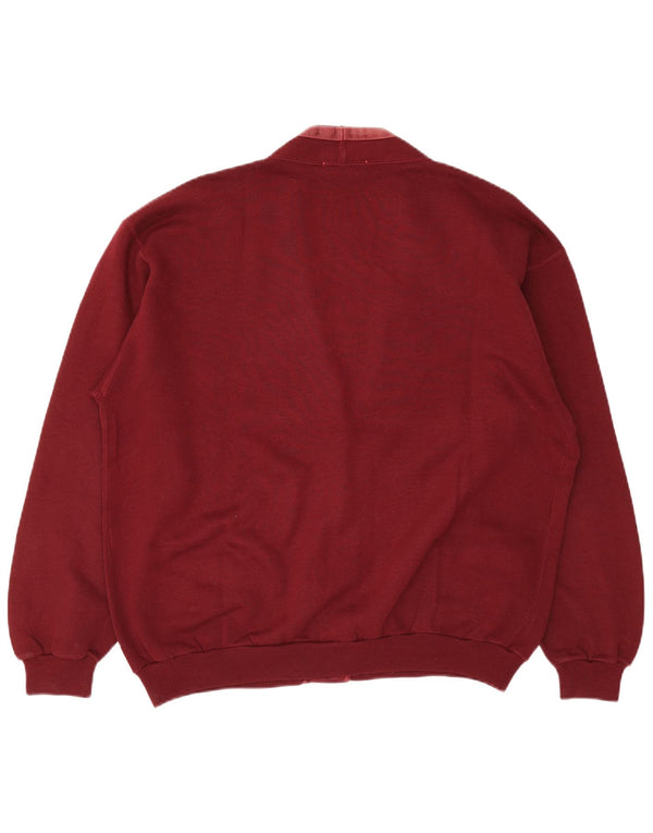 United Cotton Herre Cardigan Sweater Large Burgundy