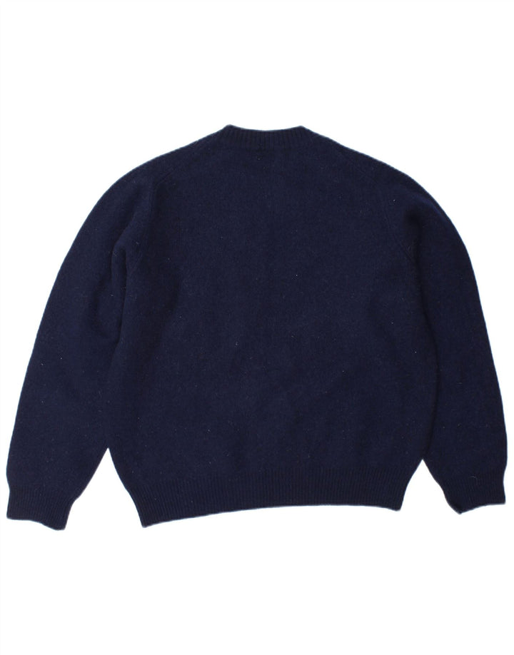 BENETTON Dame sweater med rund hals DK 14 Mellem marineblå uld