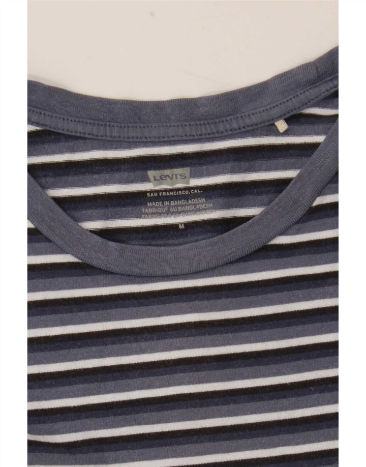 Levi's Dame T-Shirt Top UK 12 Mellem marineblå stribet