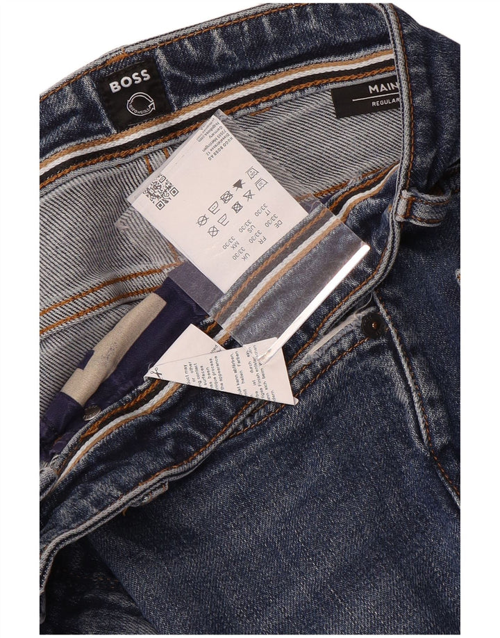 Hugo Boss Herre Regular Straight Jeans W33 L28 Blå Bomuld