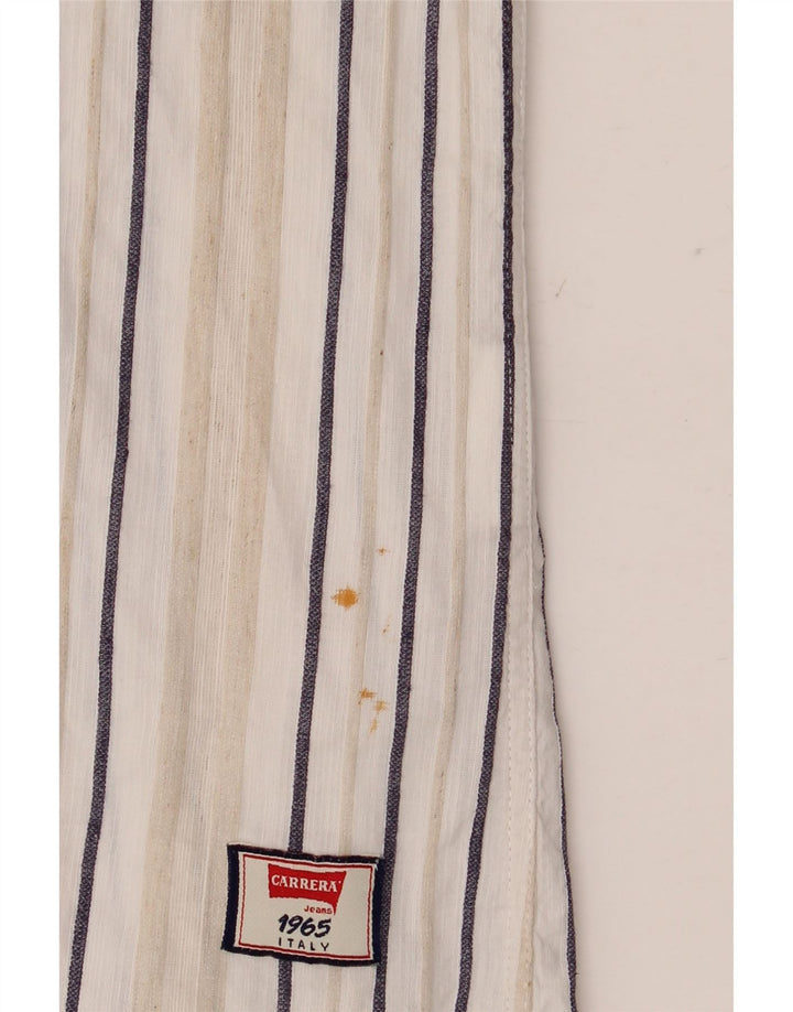 Carrera Herre Regular Fit skjorte Stor hvid stribet hør