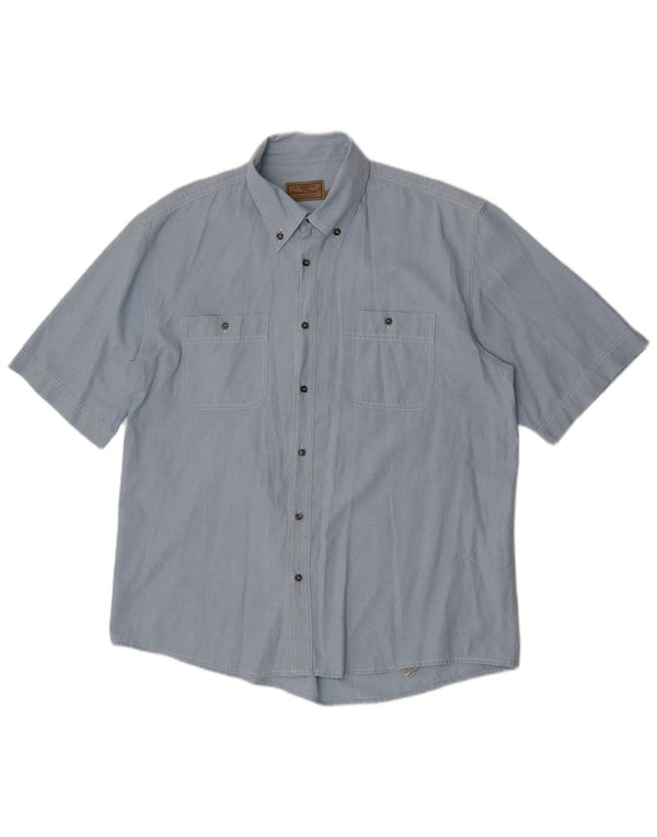 European Project Herre kortærmet skjorte XL blå bomuld