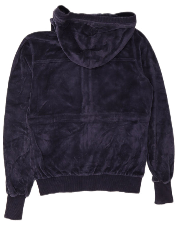 Champion Dame Velvet Zip Hoodie Sweater UK 10 Small Navy Blue