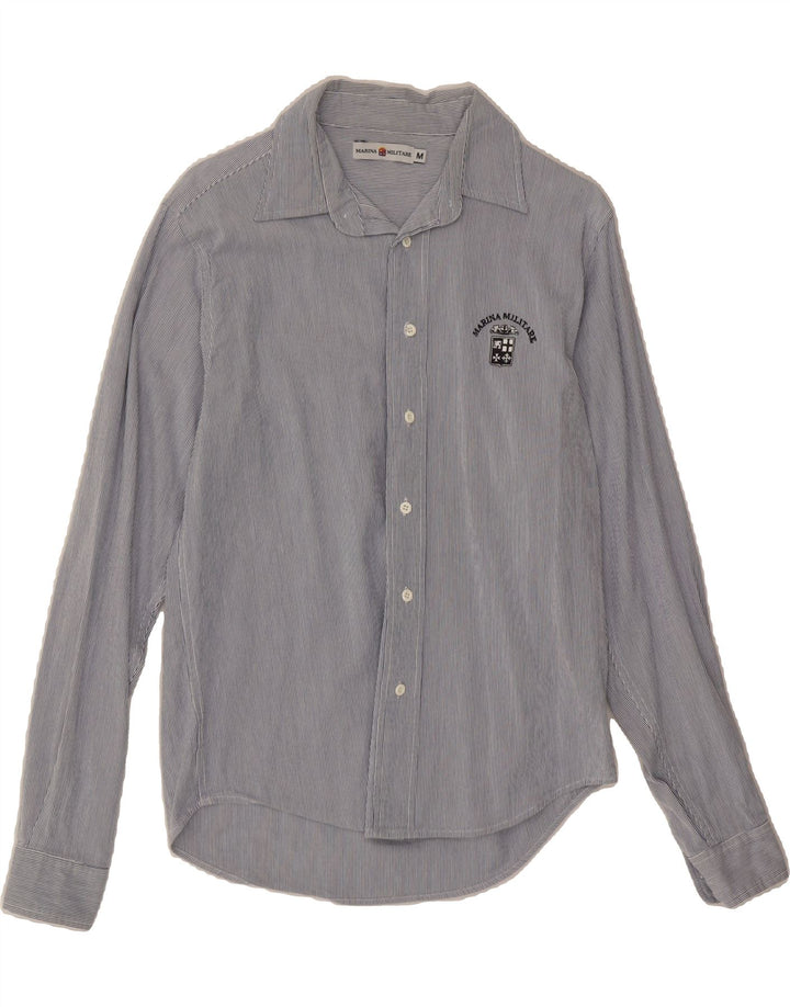 MARINA MILITARE Mens Shirt Medium Blue Pinstripe Cotton Vintage Marina Militare and Second-Hand Marina Militare from Messina Hembry 