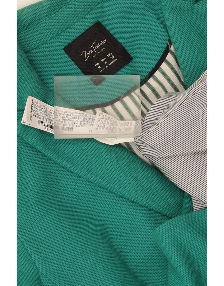 Zara Dame Crop 2 Button Blazer Jacket UK 12 Medium Green Bomuld